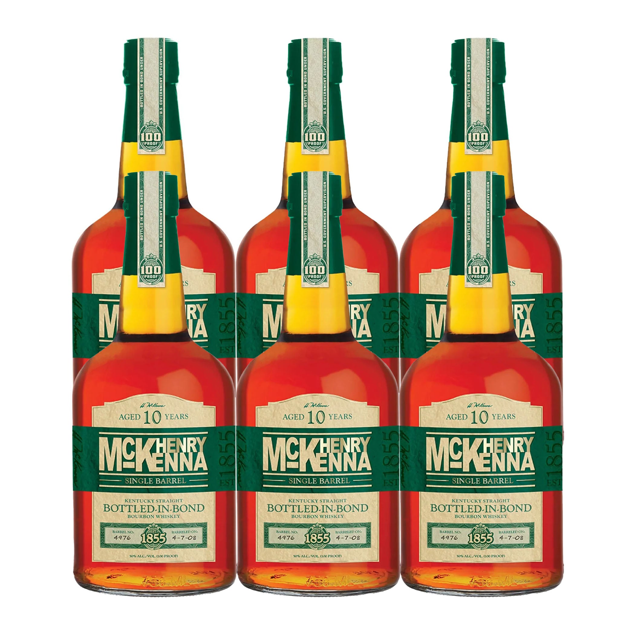Henry McKenna 10 Year Bottled in Bond Bourbon Whiskey 6-Pack