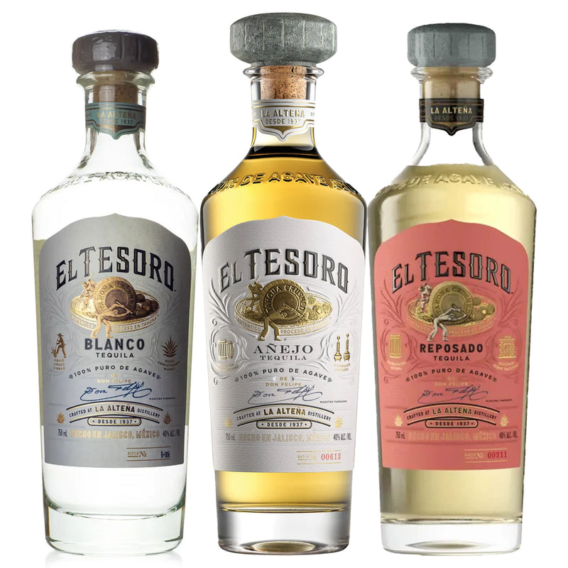 El Tesoro Blanco, Reposado, & Anejo Tequila Bundle