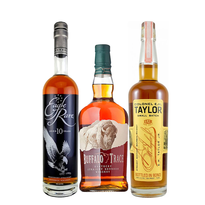 Eagle Rare, Buffalo Trace, & E.H. Taylor Small Batch Bourbon Whiskey Bundle