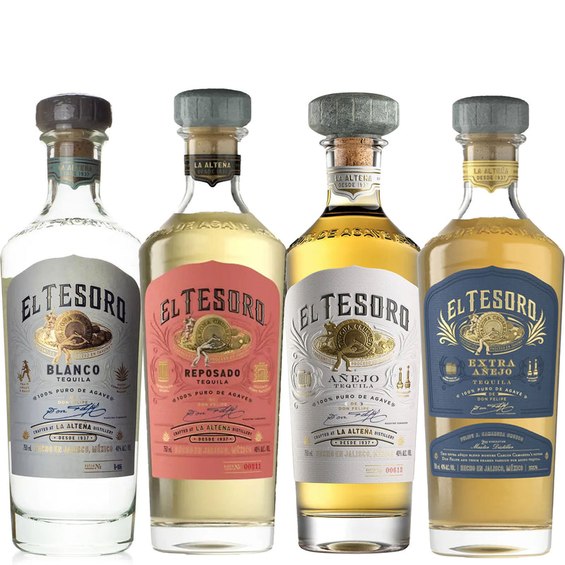 El Tesoro Blanco, Reposado, Anejo, & Extra Anejo Tequila Bundle
