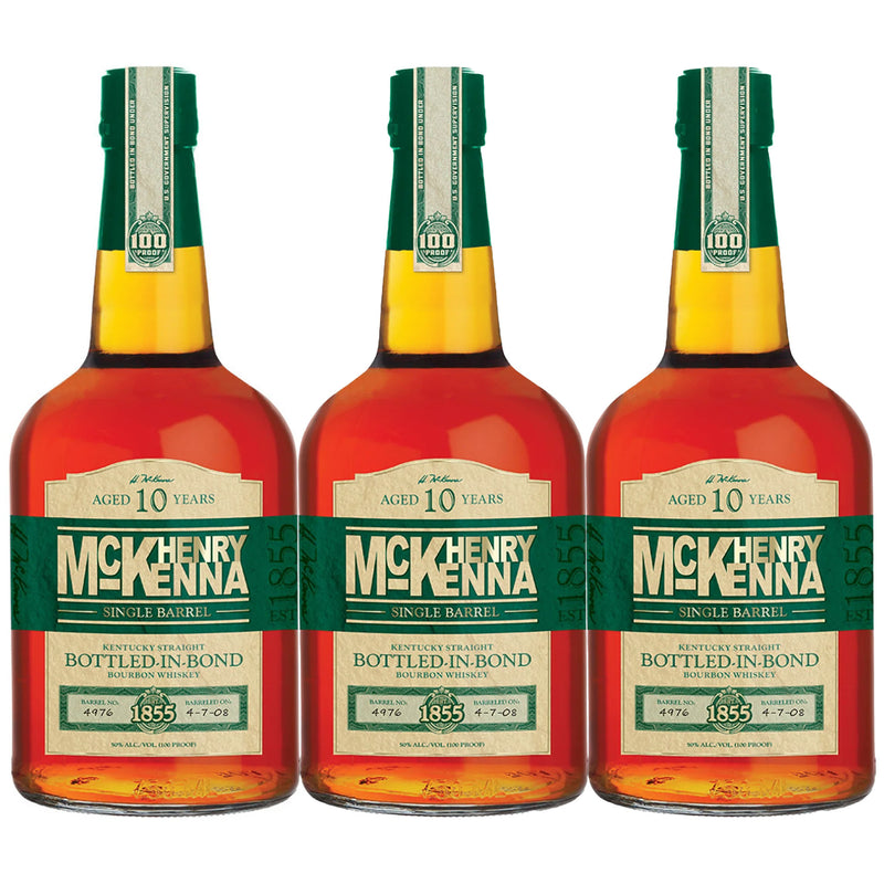 Henry McKenna 10 Year Bottled in Bond Bourbon Whiskey 3-Pack