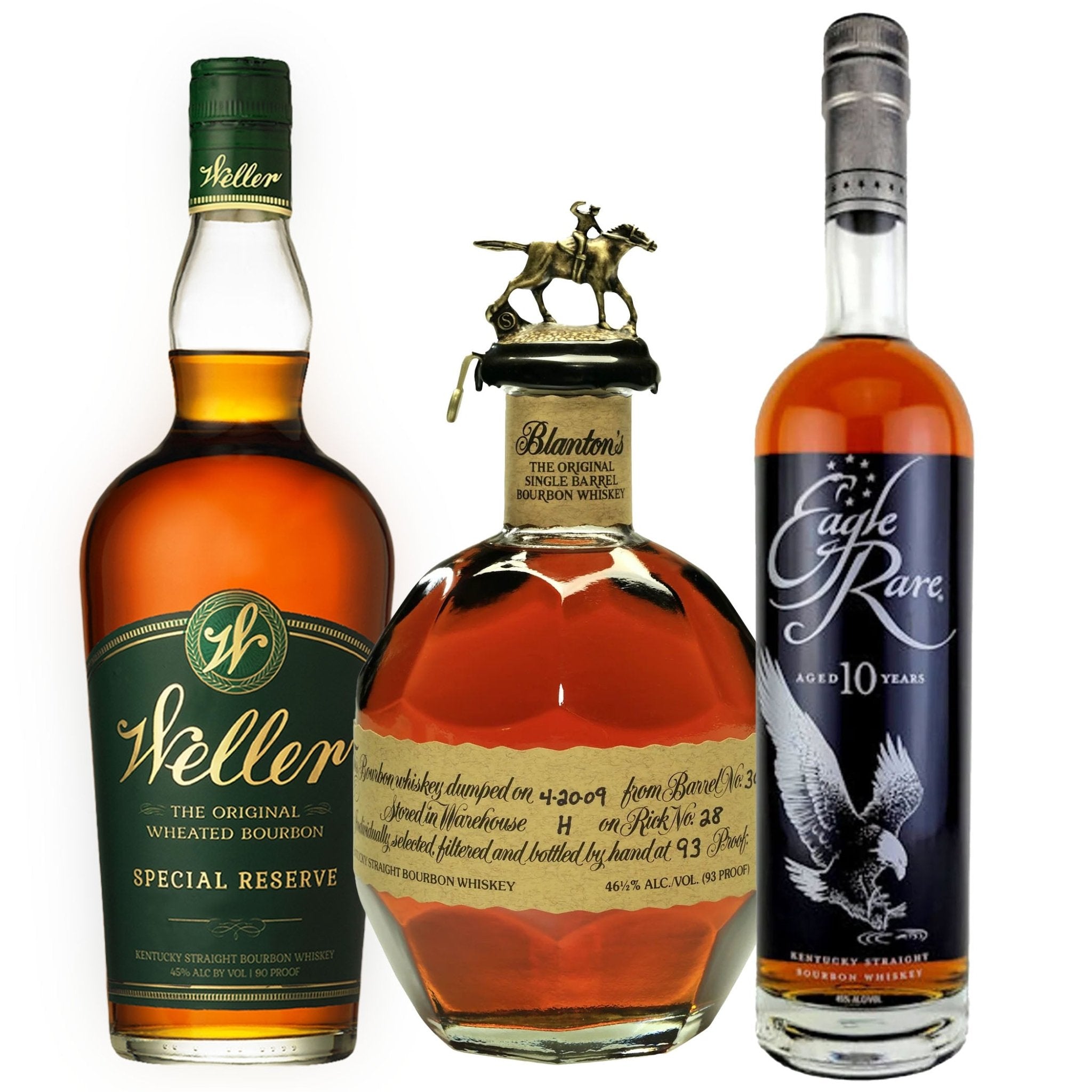 W.L. Weller Special Reserve, Blanton's Single Barrel, & Eagle Rare Bourbon Whiskey Bundle - Liquor Boutique